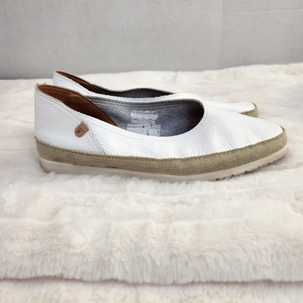 Verbenas‎ Carmen White Leather Espadrille Slip On Flats Spain Size 41 US 10/10.5